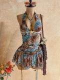 Bareback Twisted Neck Hanging Mini Dress