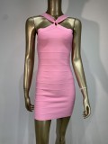Striped tight fitting hip bandage skirt