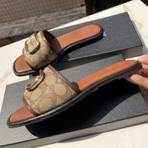 Flat bottomed slippers with a single line