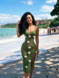 Knitted Hand Hook Strap Hook Flower Split Beach Dress