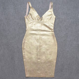 D3472-hq240125 Hot stamping sexy bandage dress
