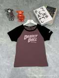 Love print contrasting shoulder short sleeved T-shirt
