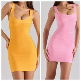 Elastic waistband knitted mini dress