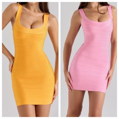 Elastic waistband knitted mini dress
