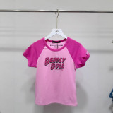 Love print contrasting shoulder short sleeved T-shirt