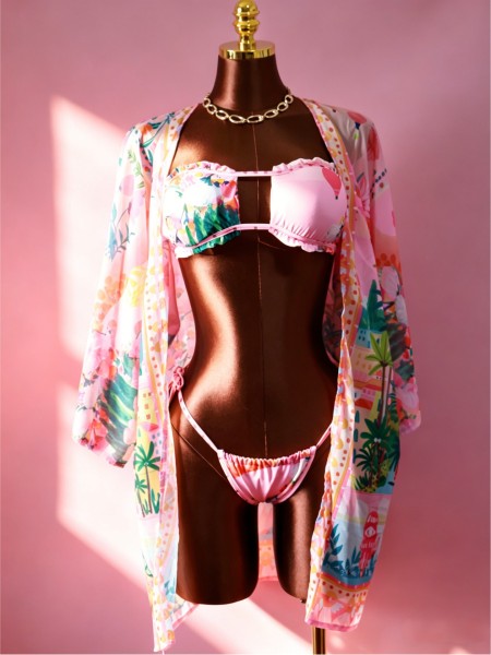 Printed beach sunscreen three piece set