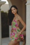 Printed cardigan camisole shorts set