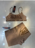 Letter print contrasting neck hanging vest shorts set