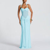 Folding revealing backpack buttocks dress long skirt