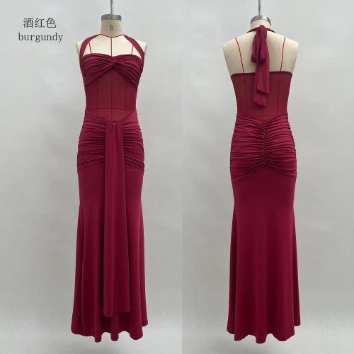 Folding revealing backpack buttocks dress long skirt