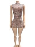 Backless printed hip hugging dress