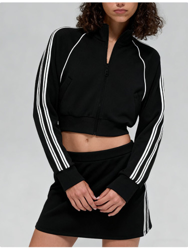 Stand-up collar zippered long sleeve jacket and short skirt set A989940453844