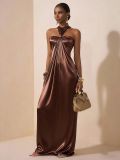 Satin camisole dress with a large display