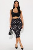 Wave point cropped pants with high waisted lace patchwork pants A1050968546595