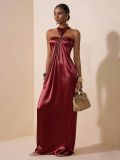 Satin camisole dress with a large display