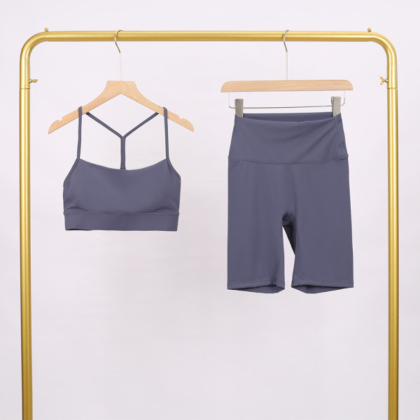 Y-shaped vest shorts set elastic fitness yoga suit LU977806034409