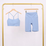 Y-shaped vest shorts set elastic fitness yoga suit LU977806034409