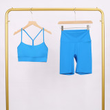 Y-shaped vest shorts set elastic fitness yoga suit LU977806034409