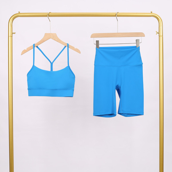 Y-shaped vest shorts set elastic fitness yoga suit LU977806034409