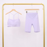Y-shaped vest shorts set elastic fitness yoga suit LU977806034409