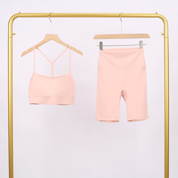 Y-shaped vest shorts set elastic fitness yoga suit LU977806034409