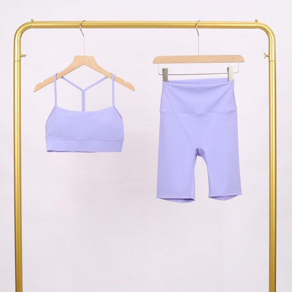 Y-shaped vest shorts set elastic fitness yoga suit LU977806034409