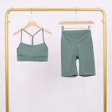 Y-shaped vest shorts set elastic fitness yoga suit LU977806034409