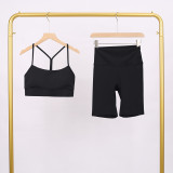Y-shaped vest shorts set elastic fitness yoga suit LU977806034409