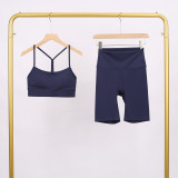 Y-shaped vest shorts set elastic fitness yoga suit LU977806034409