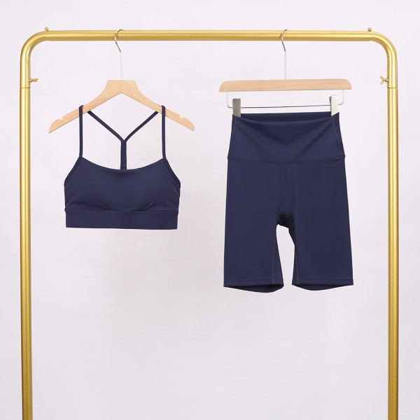 Y-shaped vest shorts set elastic fitness yoga suit LU977806034409