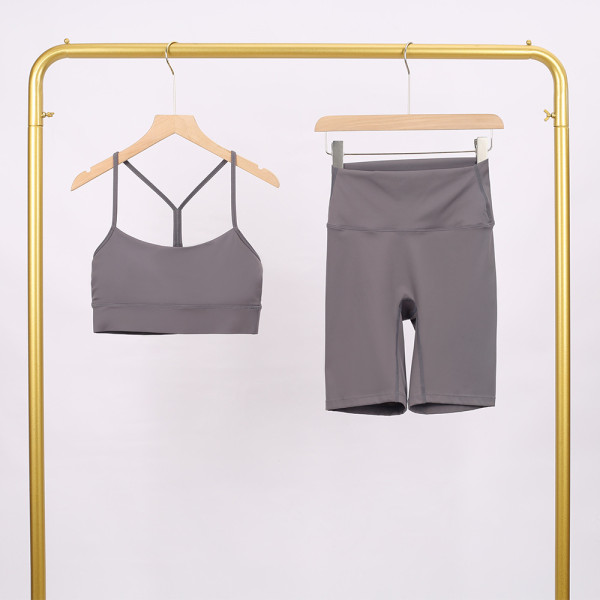 Y-shaped vest shorts set elastic fitness yoga suit LU977806034409
