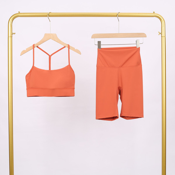 Y-shaped vest shorts set elastic fitness yoga suit LU977806034409