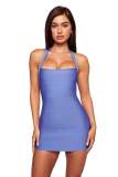 Bandage, U-neck, elastic groove strip, suspender, hip hugging dress
