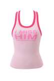 Round neck printed letter sleeveless vest