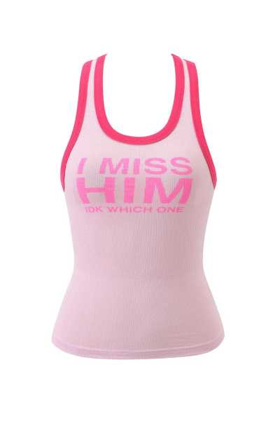 Round neck printed letter sleeveless vest