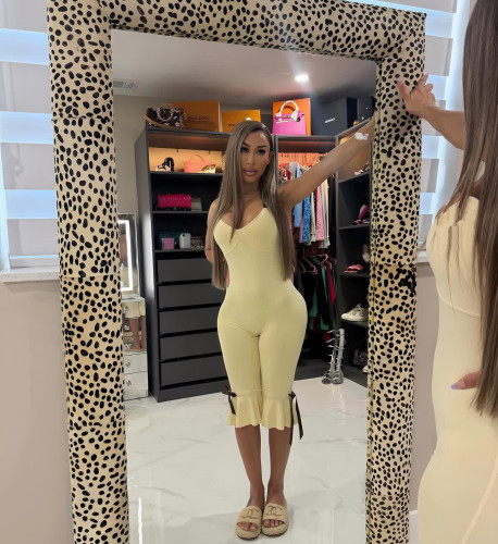 Hanging neck scarf suspender jumpsuit