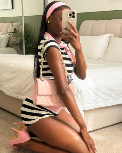 Candy striped contrasting two-piece set