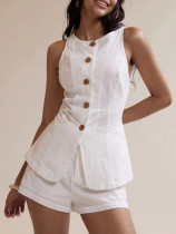 Linen suit sleeveless vest two-piece split set Linen suit sleeveless vest two-piece split set