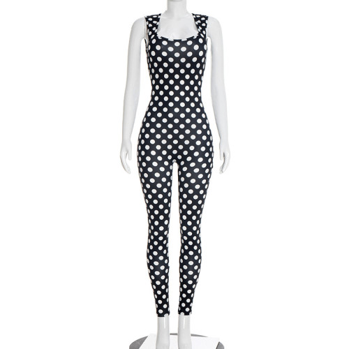 Wave point jumpsuit pants