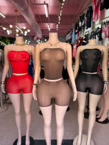 2-piece set of bright high elasticity see through shorts