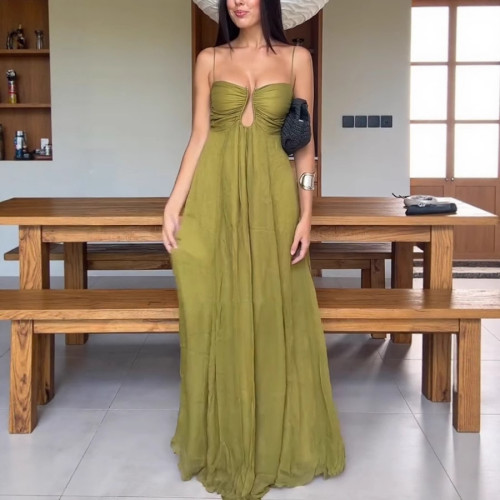 U-shaped long skirt with suspender