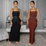 Strap summer rhinestone dress
