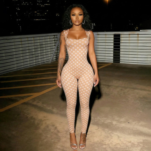 Wave point jumpsuit pants