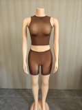 2-piece set of bright high elasticity see through shorts