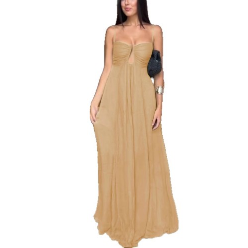 U-shaped long skirt with suspender
