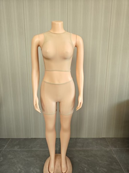 2-piece set of bright high elasticity see through shorts
