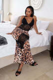 Lace perspective splicing suspender slit long skirt