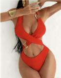 Rope hollow high waisted one-piece swimsuit