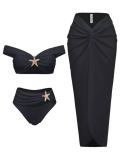 Split swimsuit long skirt three piece set