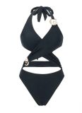 Rope hollow high waisted one-piece swimsuit